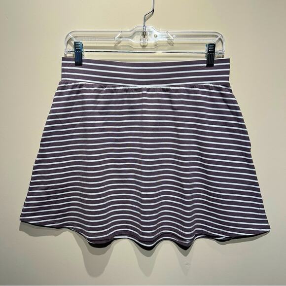 Pact Mauve/White Striped Elastic Waistband Organic Cotton Stretchy Skirt Size M - Picture 1 of 9